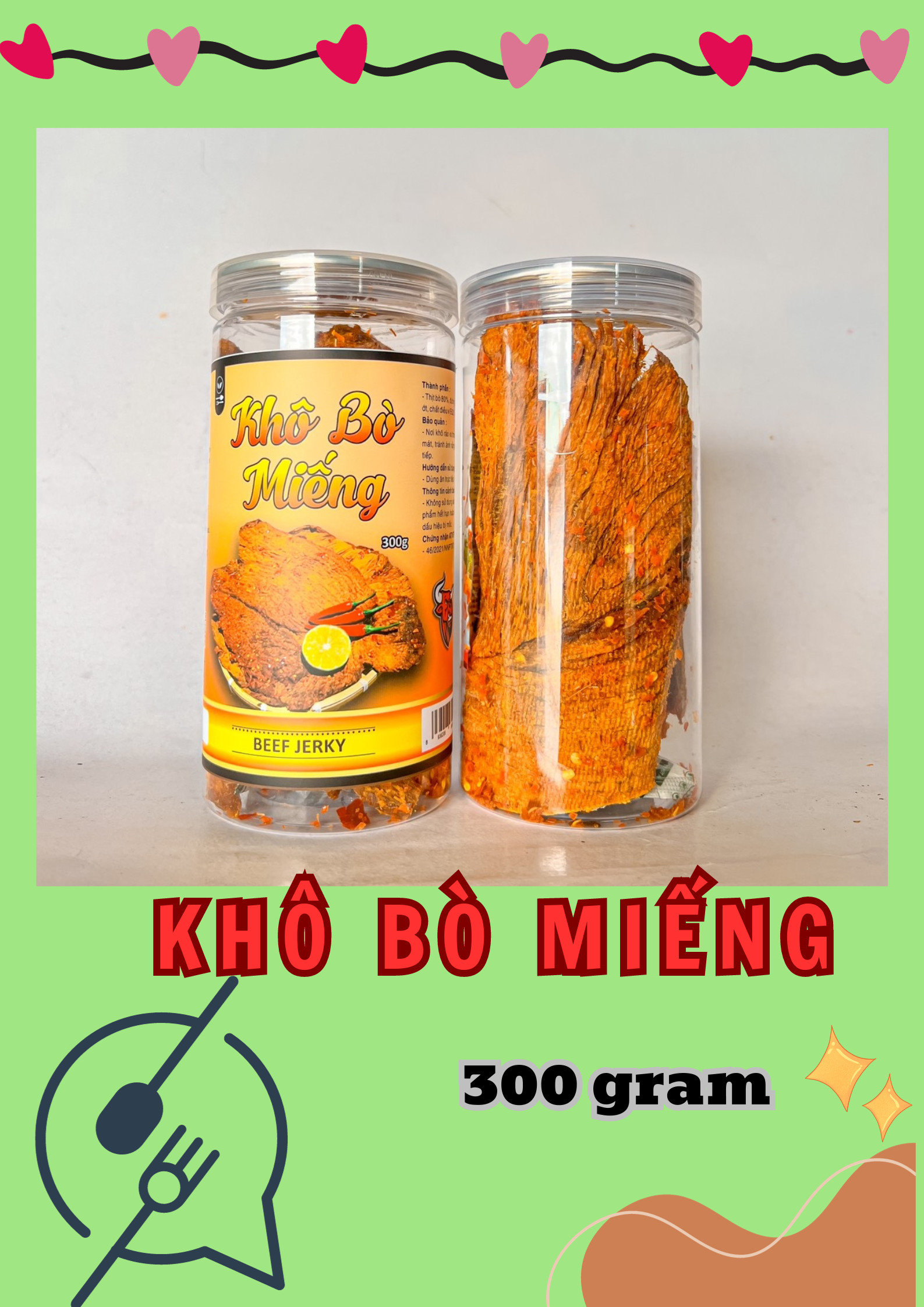 Khô Bò Miếng Thượng Hạng 300g Hộp