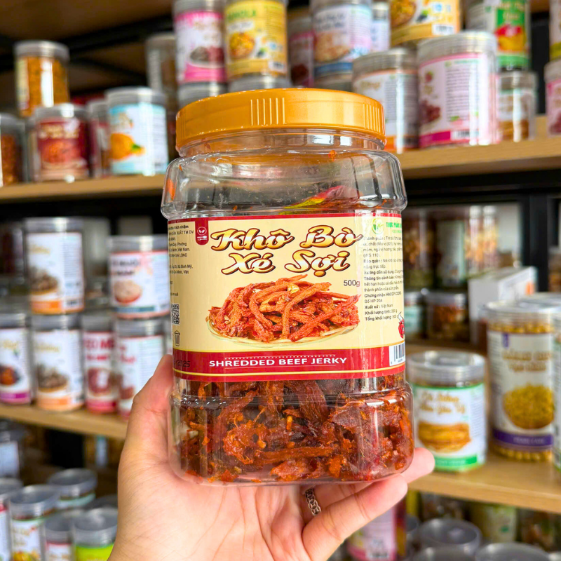 Hình chụp mặt trước hũ với nhãn sản phẩm 500g