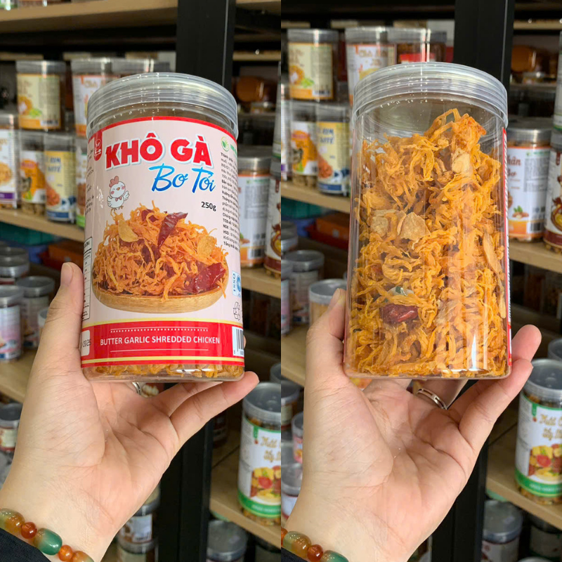 Khô Gà Bơ Tỏi Thơm Ngon 250g - Hũ Pet – một lựa chọn đáng tham khảo trong khô gà tỏi bơ