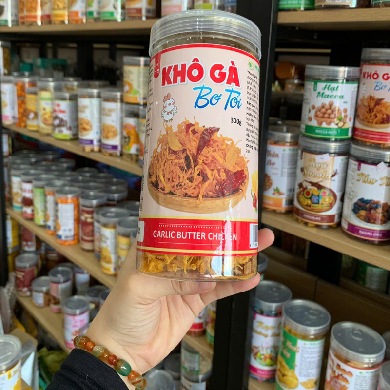 Khô Gà Bơ Tỏi 300g Hộp