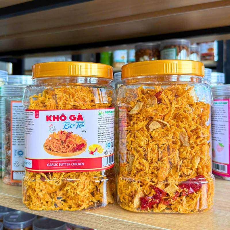Khô Gà Bơ Tỏi 500g Hộp