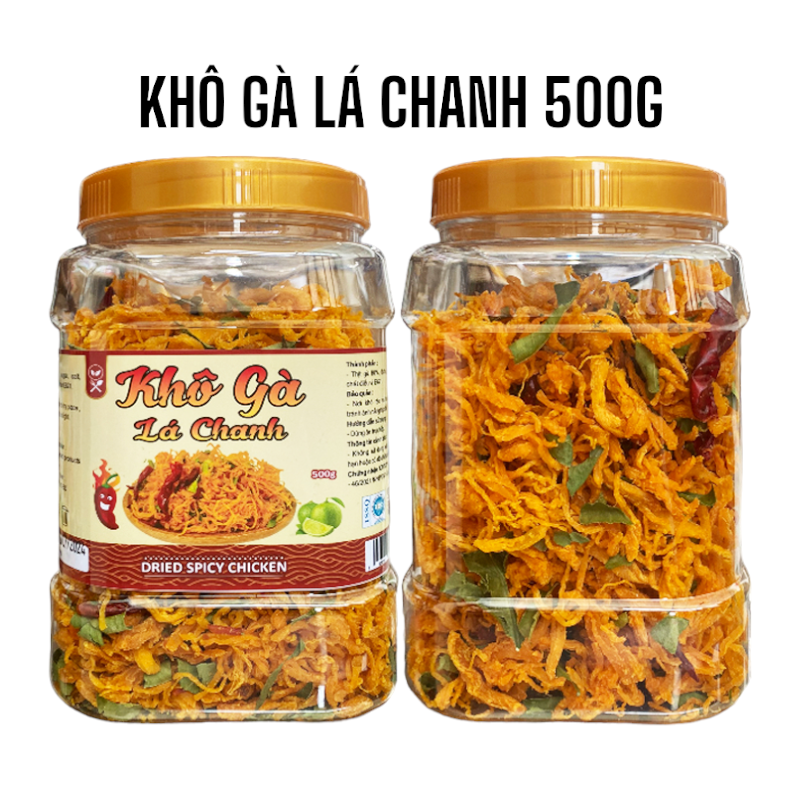 Hình ảnh hộp khô gà lá chanh 500g dạng hũ