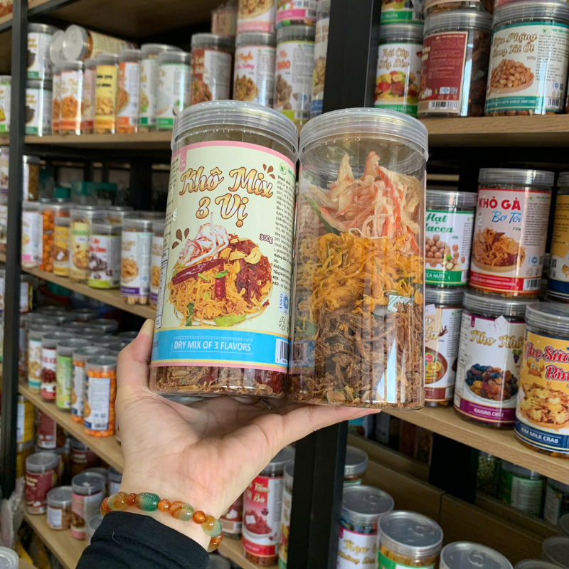 Khô Mix 3 Vị Heo Mực Gà 300g Hộp
