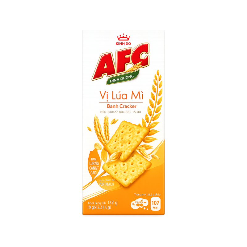 Bánh Afc Vị Lúa Mì - Bánh Kinh Đô Afc Dinh Dưỡng 172g (8 Gói x 21,5g) phù hợp để tham khảo khi chọn kinh đô