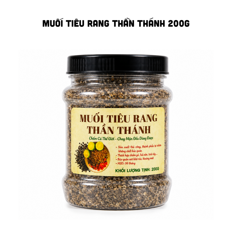 Hình ảnh hũ muối tiêu rang 200g mặt trước sản phẩm