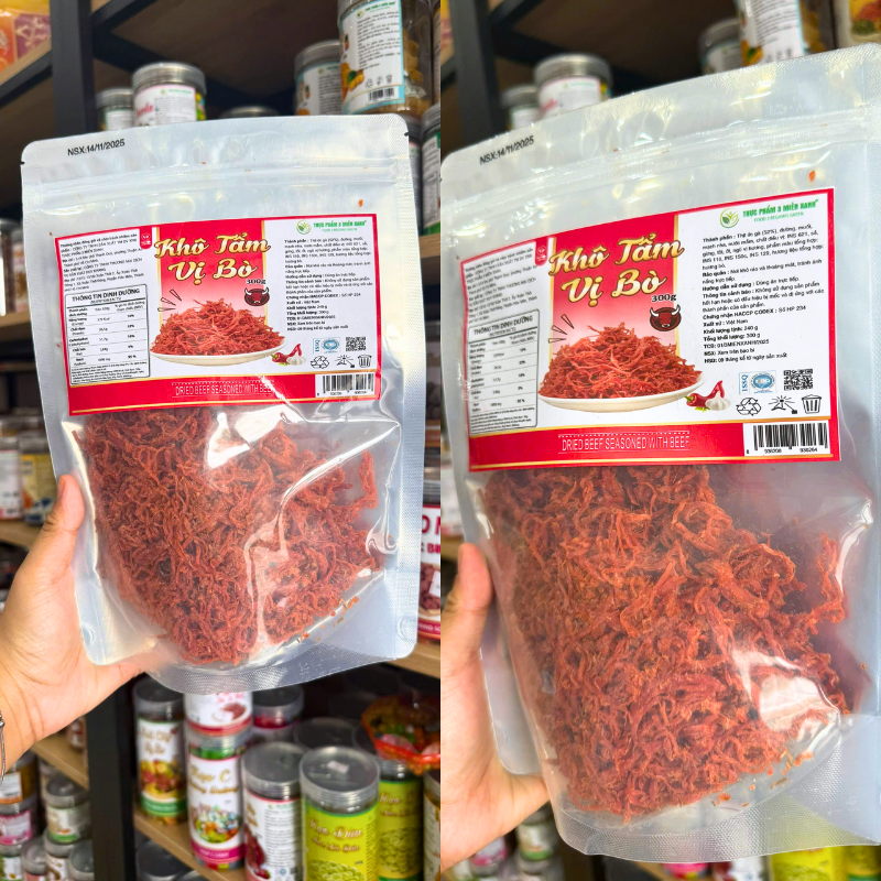 Khô Tẩm Vị Bò 300g Túi Zip Bạc