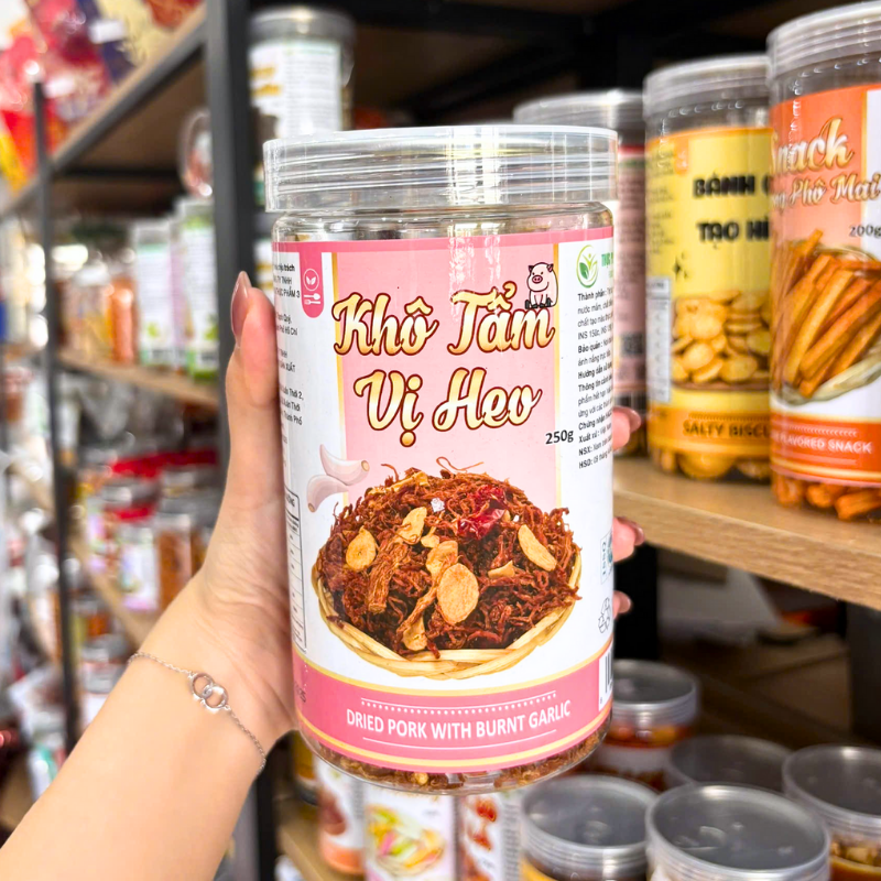 Khô Tẩm Vị Heo 250g Hộp Pet Thơm Ngon phù hợp để tham khảo khi chọn khô tẩm vị heo