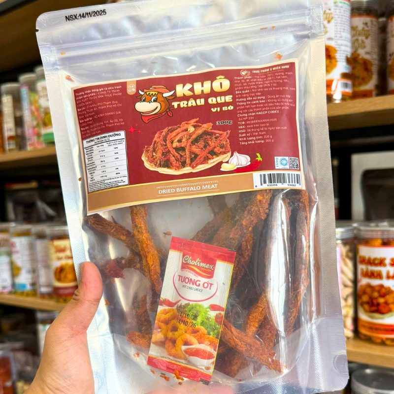 Túi zip bạc đựng khô trâu que 300g