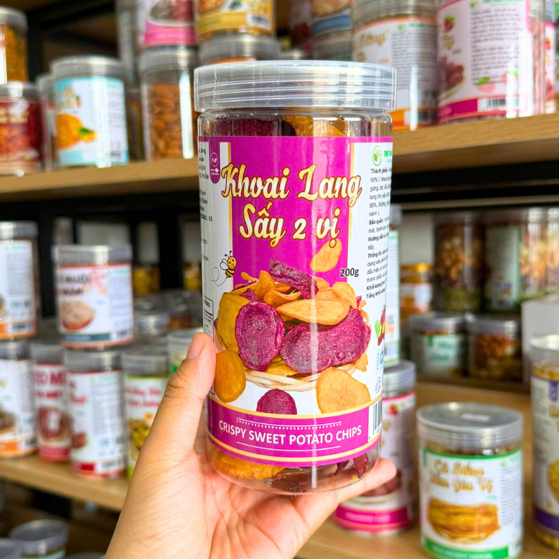 Khoai Lang Sấy 2 Vị (Khoai Lang Tím, Khoai Lang Vàng) 200g - Hộp PET