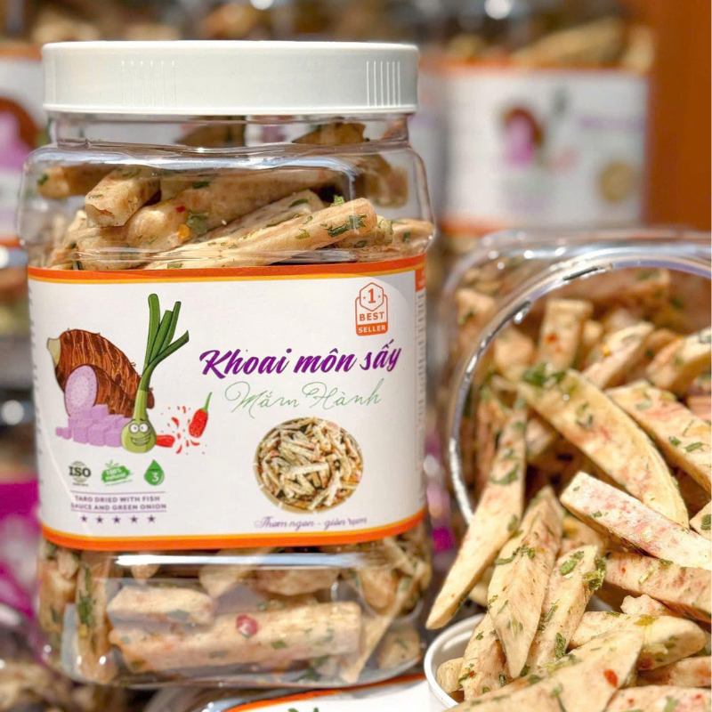 Khoai Môn Sấy Mắm Hành Hộp 500g