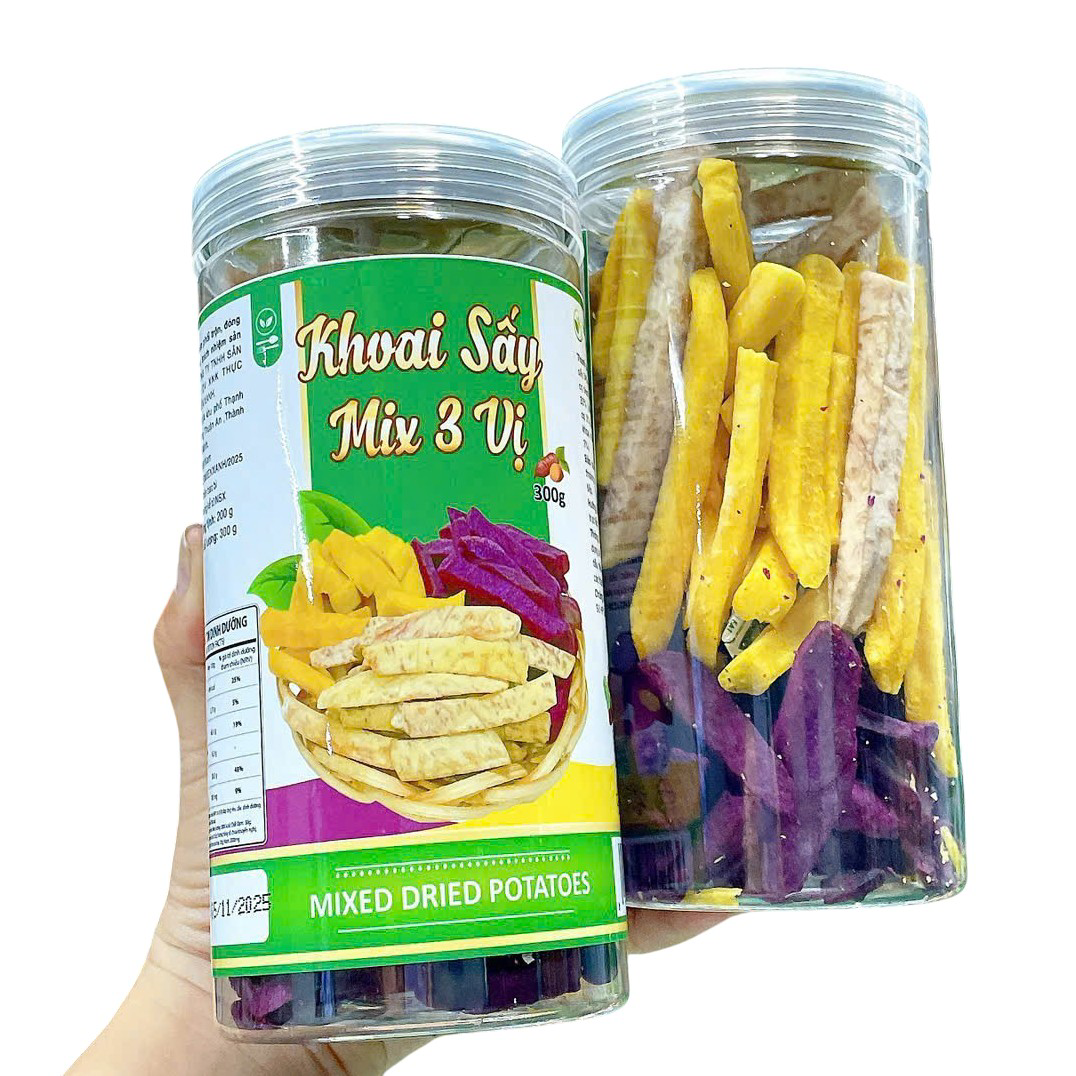 Khoai Sấy Mix 3 Vị 300g Hộp