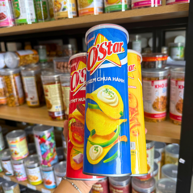 Khoai Tây Miếng O'Star Orion Vị Thịt Nướng BBQ Lon 100gr