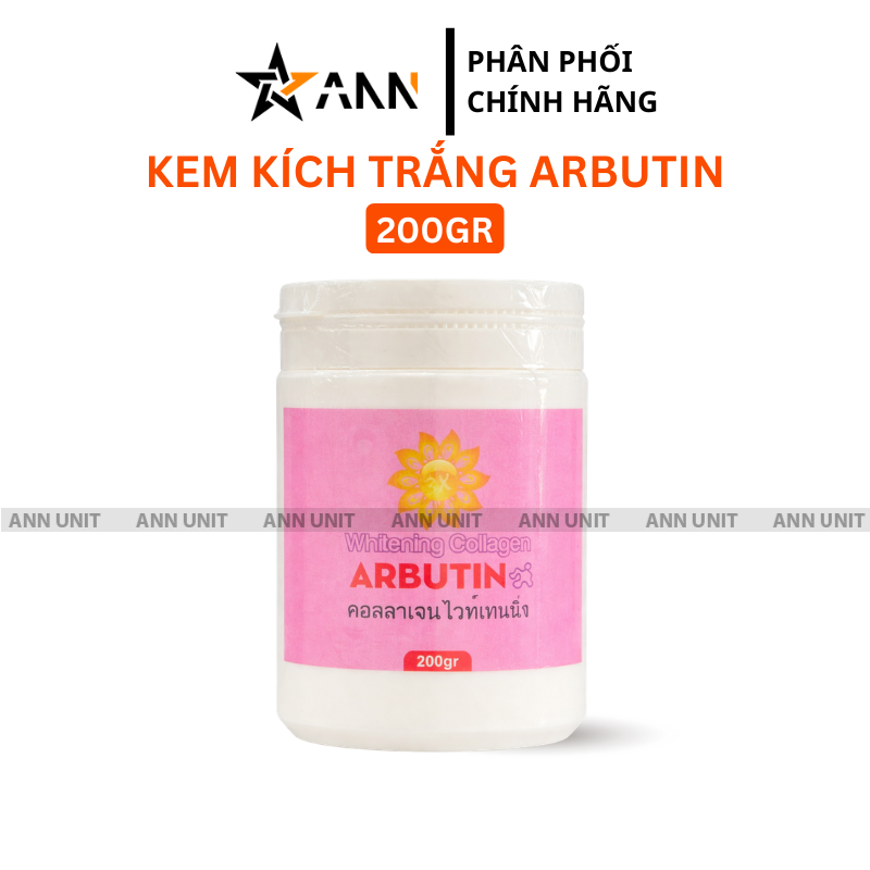 Hình ảnh bao bì mặt trước với nhãn Whitening Collagen ARBUTIN 200g