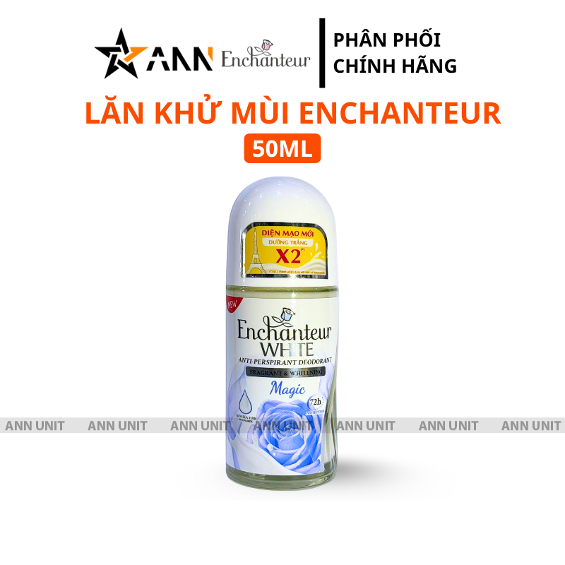 Lăn Khử Mùi Enchanteur White Magic 72h 50ml Màu Xanh Dương