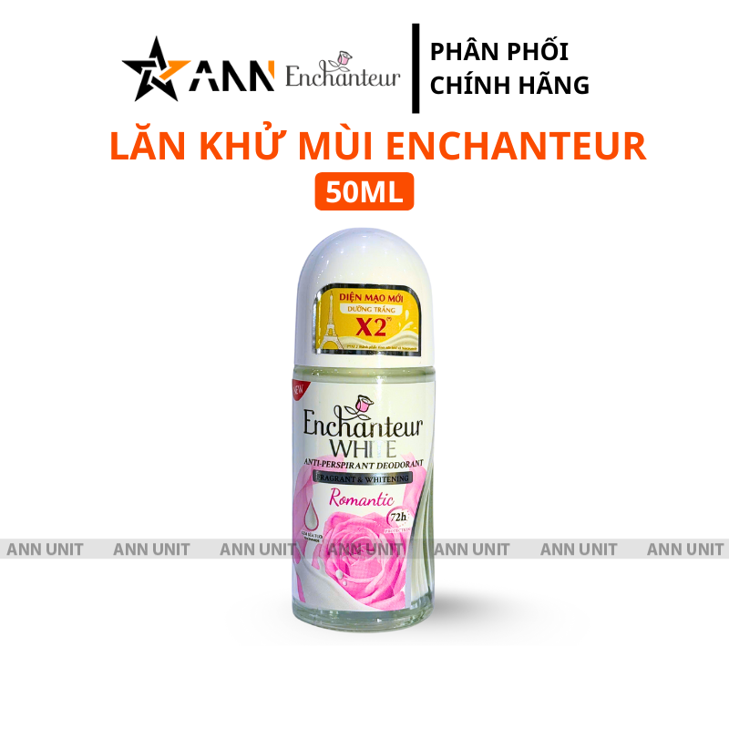 Lăn Khử Mùi Enchanteur White Romantic 72h 50ml Màu Hồng