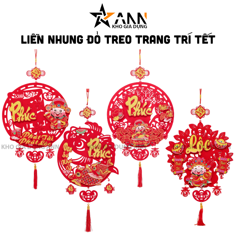 Các mẫu liễn đỏ với chữ Phúc, Lộc và họa tiết tài lộc