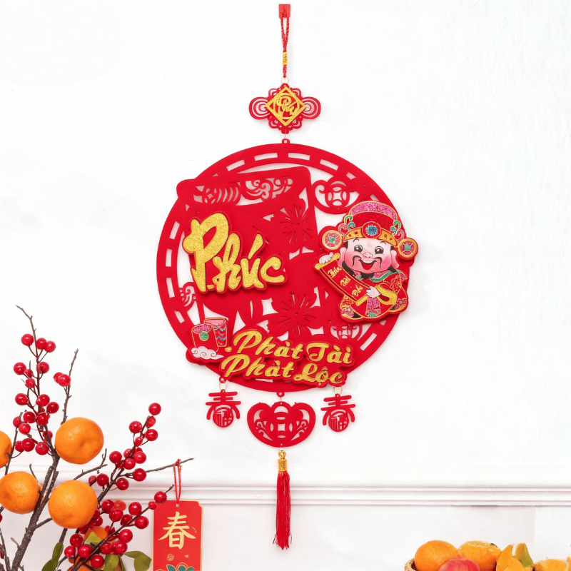 Liễn Nhung Đỏ Treo Trang Trí Tết