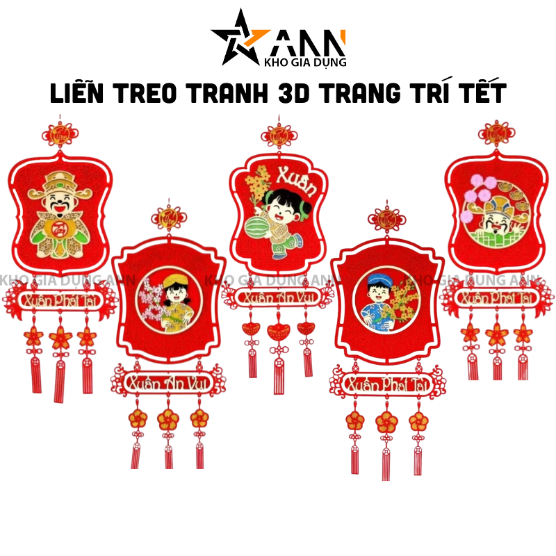 Tổng hợp nhiều mẫu liễn treo 3D với họa tiết vui xuân.