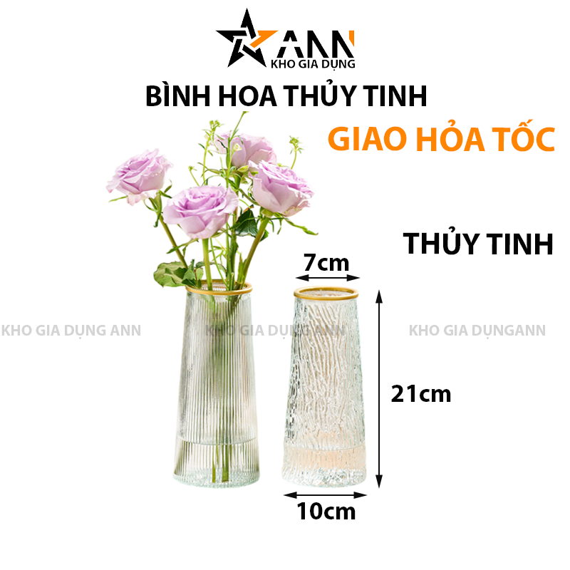 Minh họa kích thước: cao 21cm, miệng 7cm, đáy 10cm