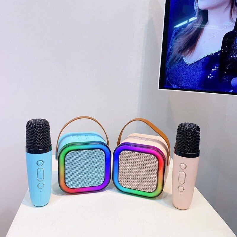 Loa Bluetooth Mini K12 Kèm 2 Mic Karaoke