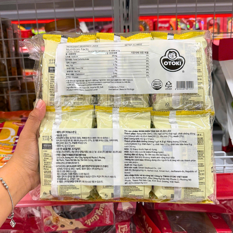 Mặt sau bao bì với thông tin sử dụng và bảo quản