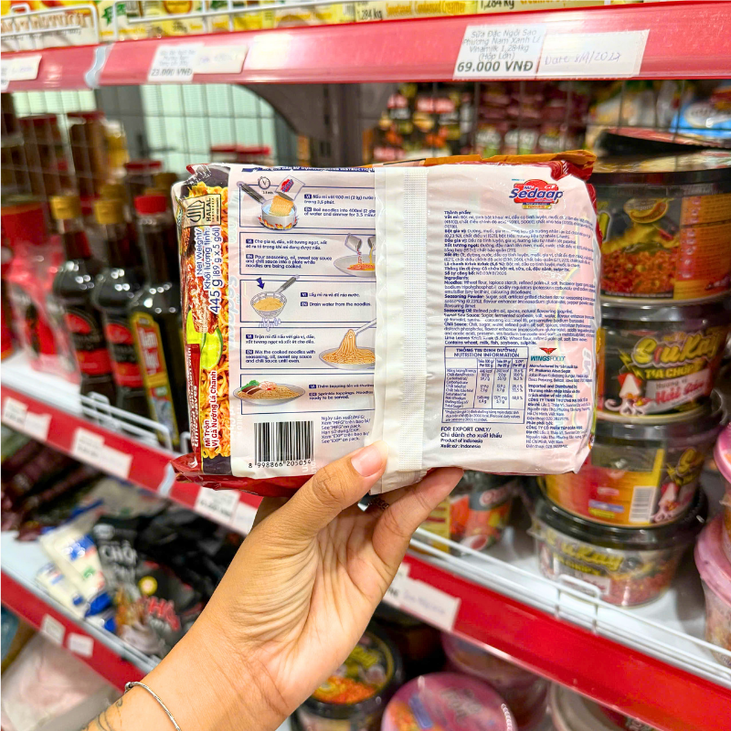 Mặt sau bao bì với hướng dẫn chuẩn bị cơ bản