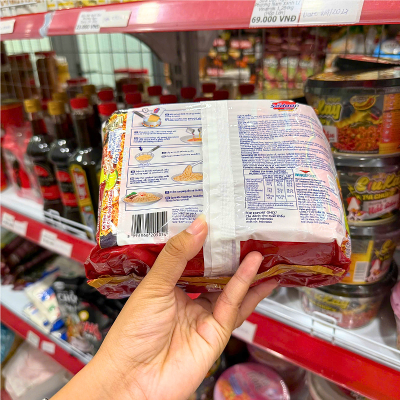 Lốc 5 Gói Mì Trộn Mi Sedaap Goreng Vị Gà Nướng Lá Chanh 445g (89g x 5 Gói)