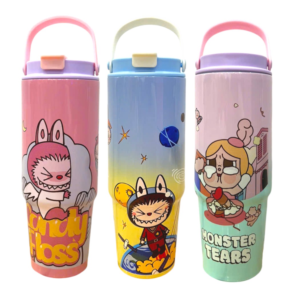 Ly Giữ Nhiệt Labubu Loang Màu Có Quai Xách 900ml phù hợp để tham khảo khi chọn ly giữ nhiệt