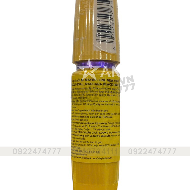 Mascara Maybelline New York The Colossal Waterproof Màu Vàng 9.2ml