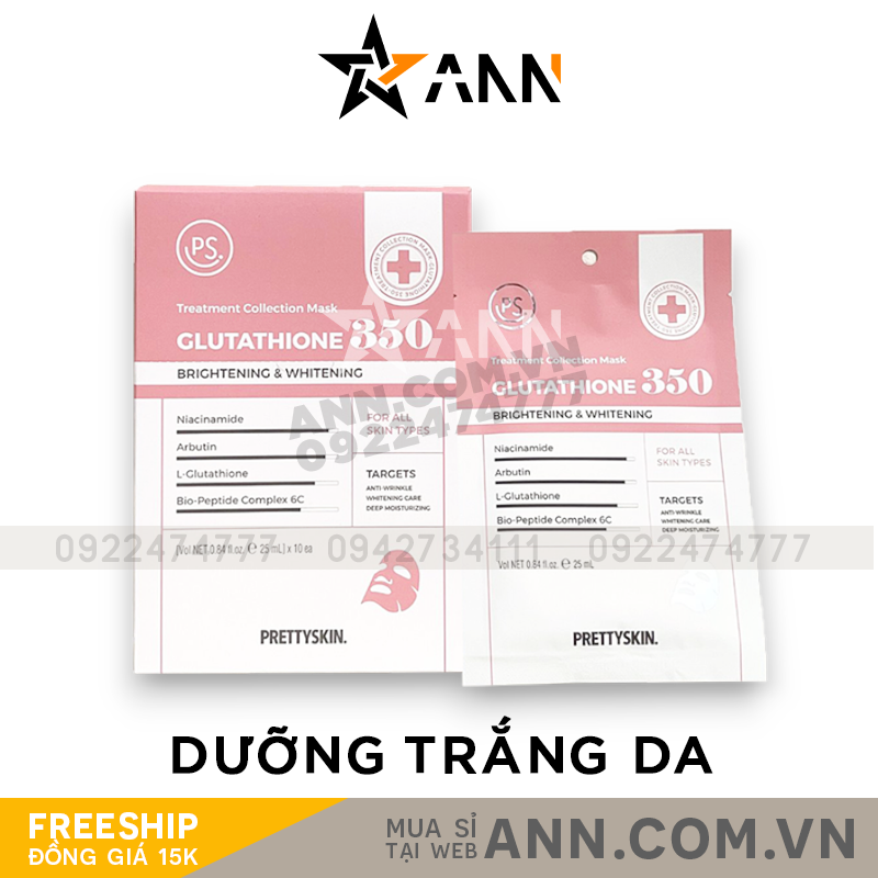 Mặt Nạ Prettyskin Glutathione 350 Màu Hồng Hộp 10 Miếng