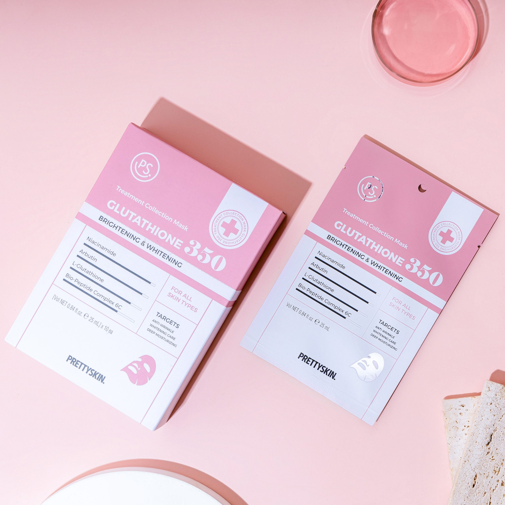 Mặt Nạ Prettyskin Glutathione 350 Màu Hồng Hộp 10 Miếng