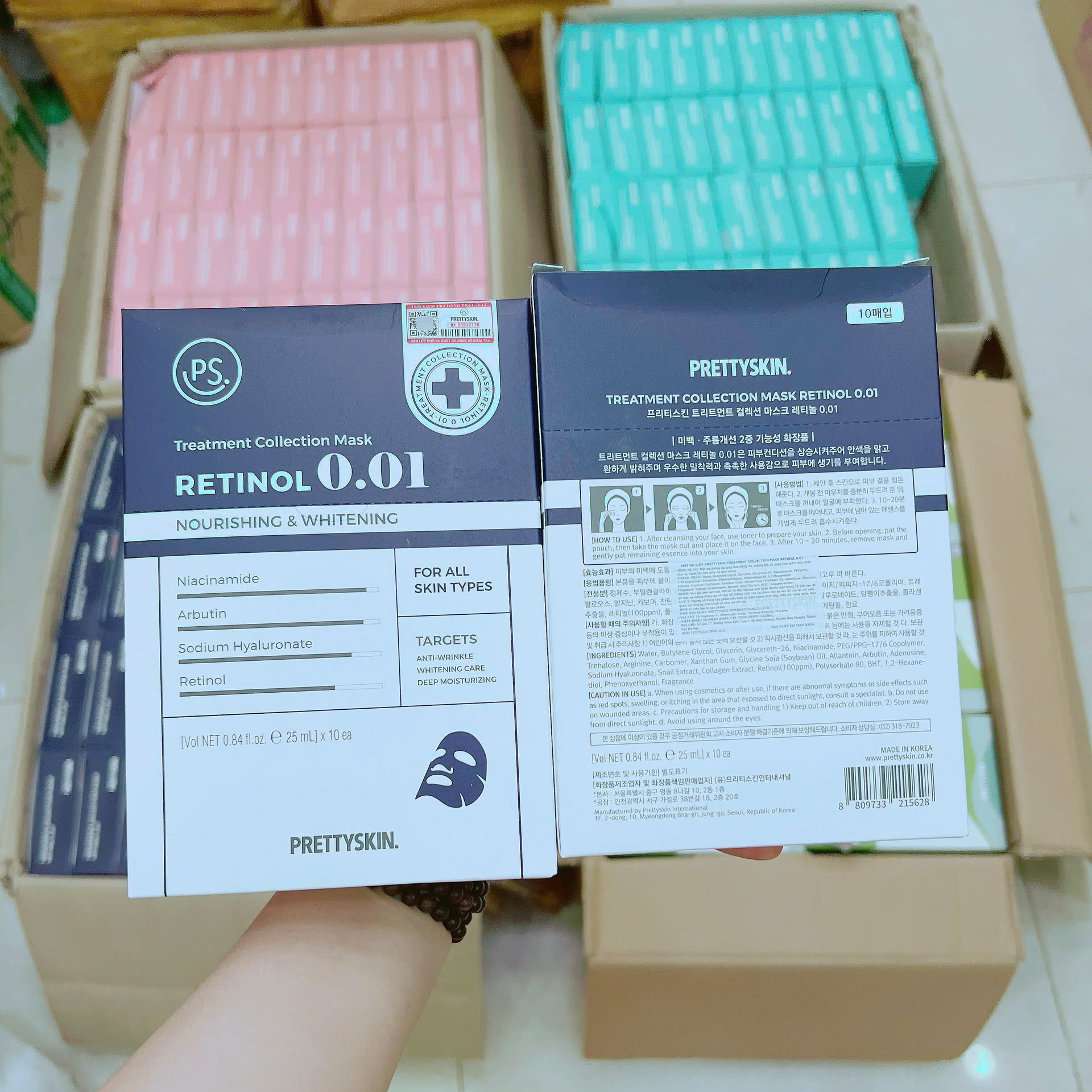 Mặt Nạ Prettyskin Retinol 0.01 Màu Xanh Hộp 10 Miếng