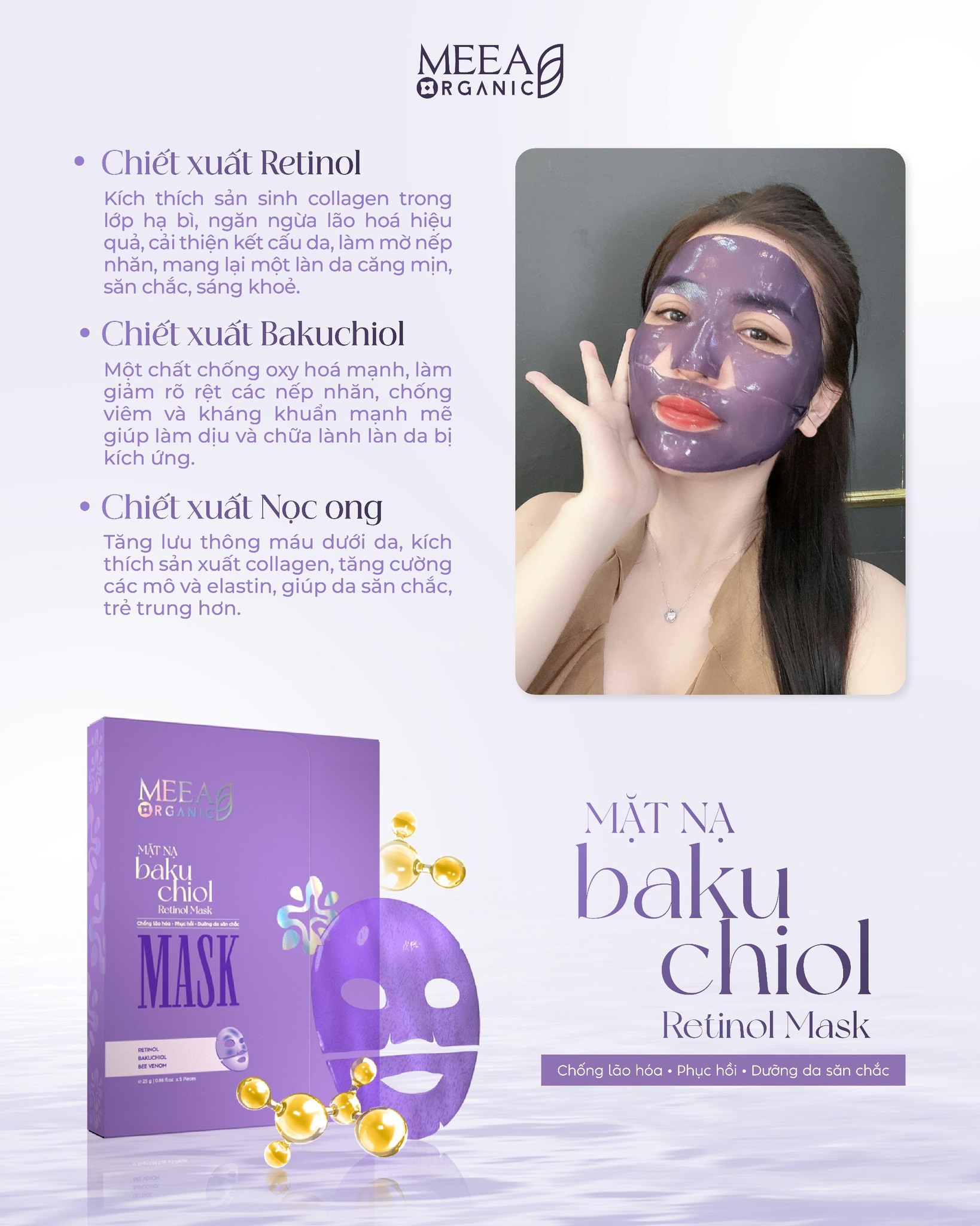 Thiết kế bao bì và mặt nạ thạch Bakuchiol Retinol Mask