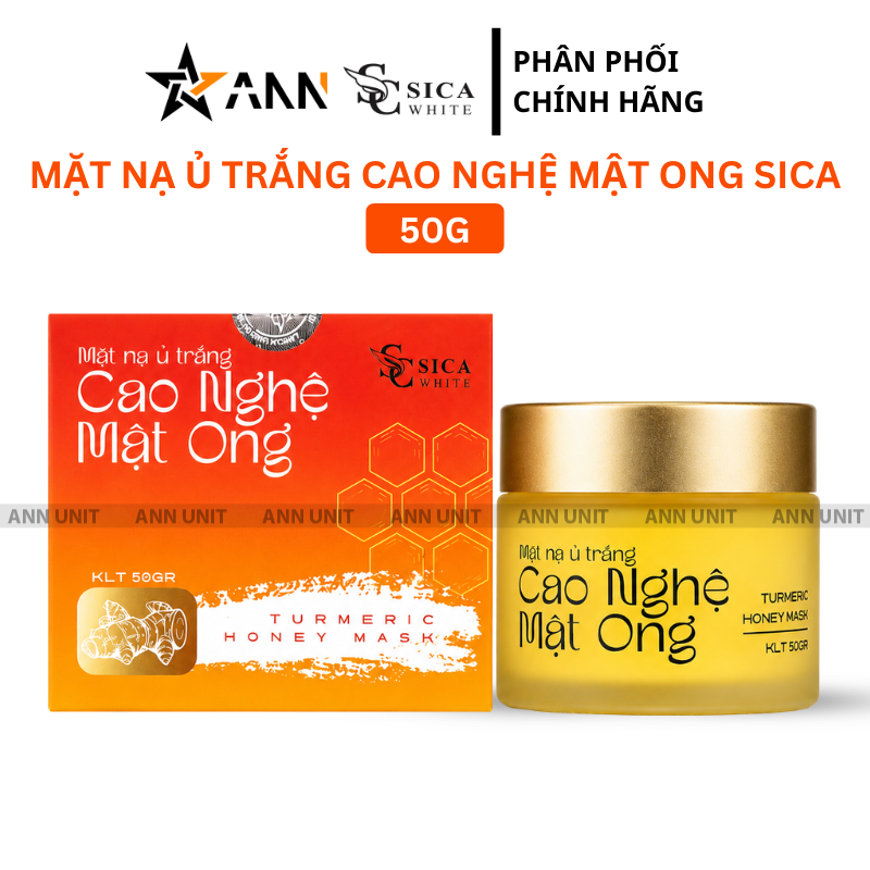 Hình ảnh hộp và hũ mặt nạ cao nghệ mật ong 50g