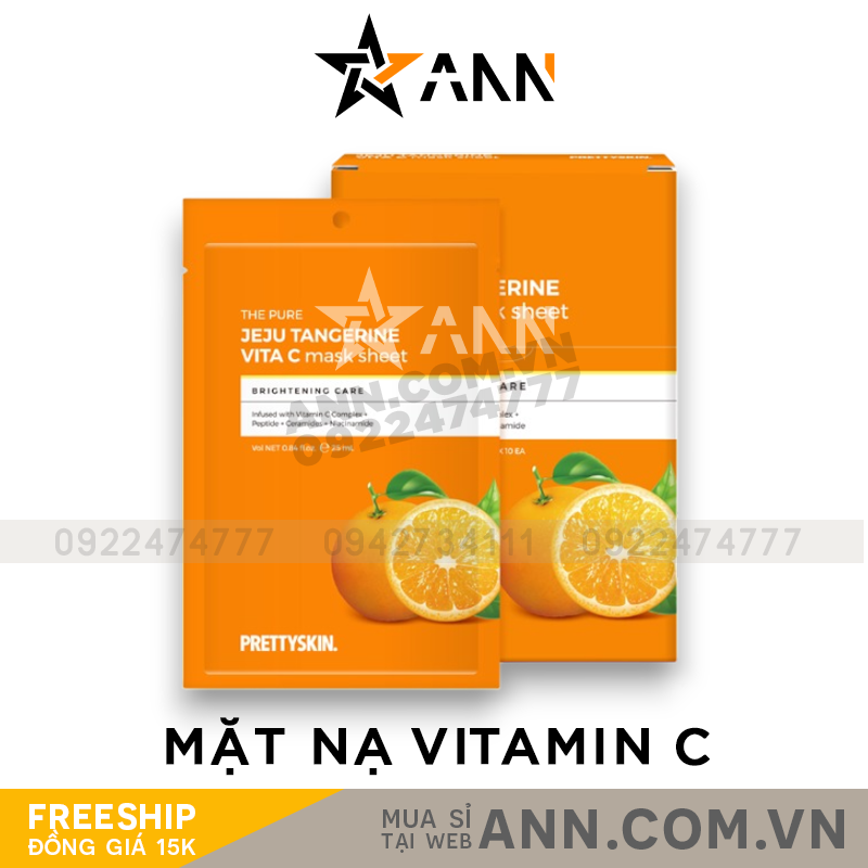 Mặt Nạ Vitamin C Prettyskin Jeju Tangerine Hộp 10 Miếng