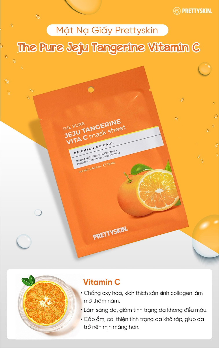 Hình ảnh giới thiệu dòng mặt nạ Vitamin C với thiết kế từng miếng 25 mL