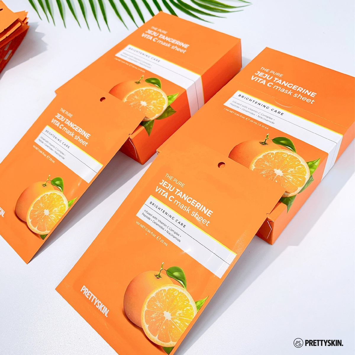 Hộp 10 miếng và bao bì tông cam của dòng Jeju Tangerine Vita C