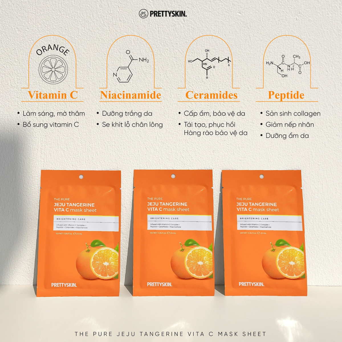 Mặt Nạ Vitamin C Prettyskin Jeju Tangerine Hộp 10 Miếng