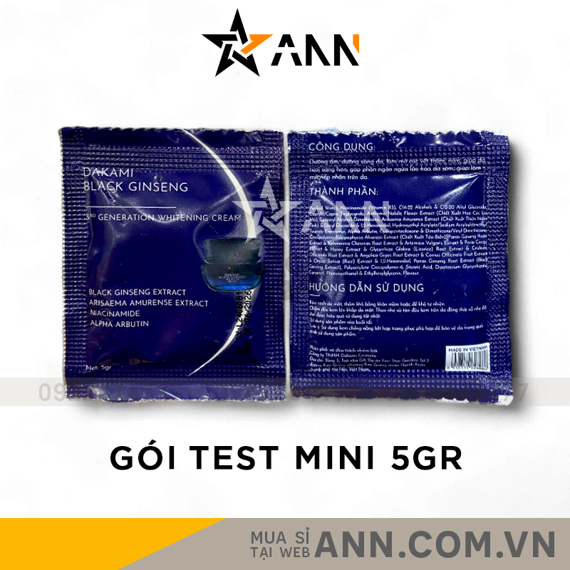 Mẫu test kem dưỡng Dakami Black