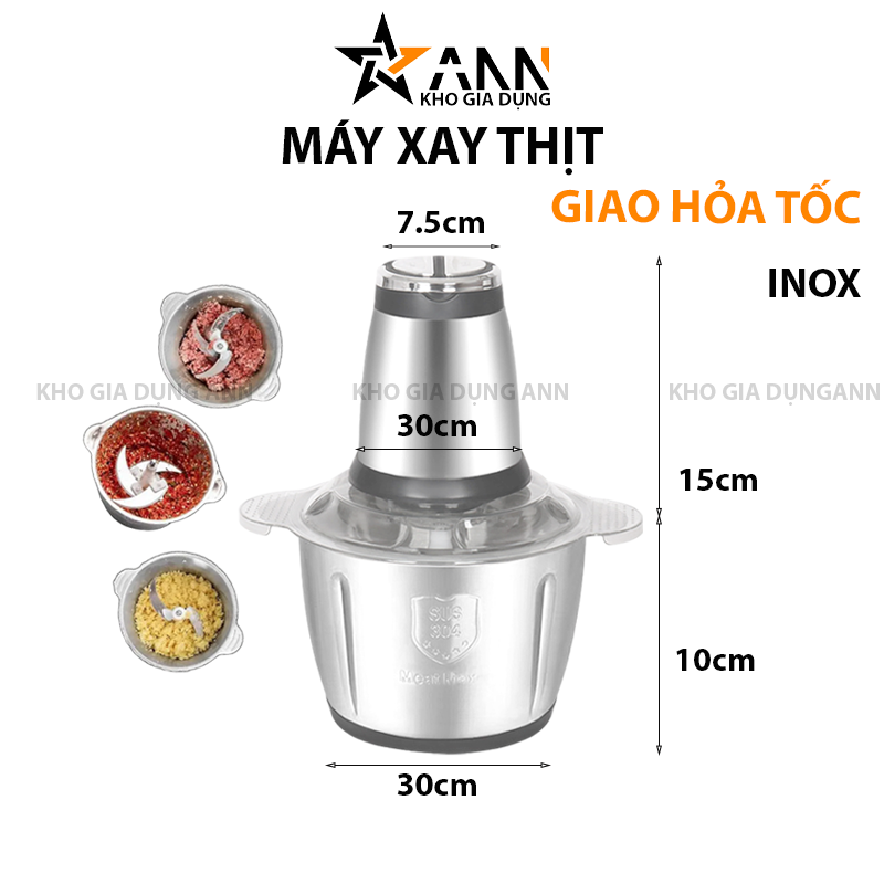 Máy Xay Thịt Inox 304 4 Lưỡi 25x30cm 1.8L 300W
