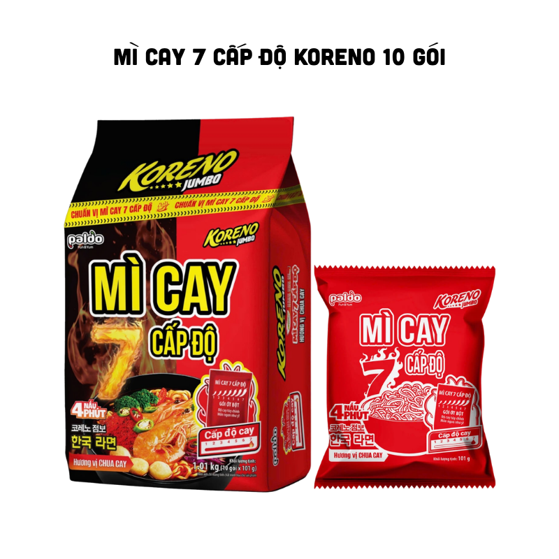Mì Cay 7 Cấp Độ Koreno Jumbo Vị Chua Cay 10 Gói x 101g