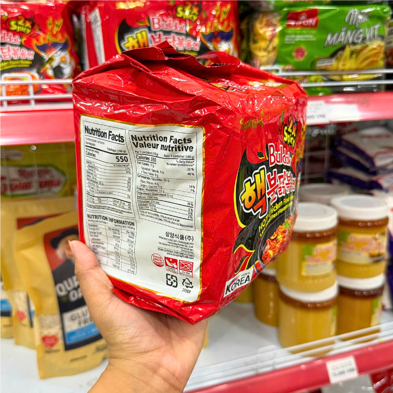 Mì Cay Samyang Buldak Đỏ 2x Hàn Quốc Lốc 5 Gói 140g Màu Đỏ