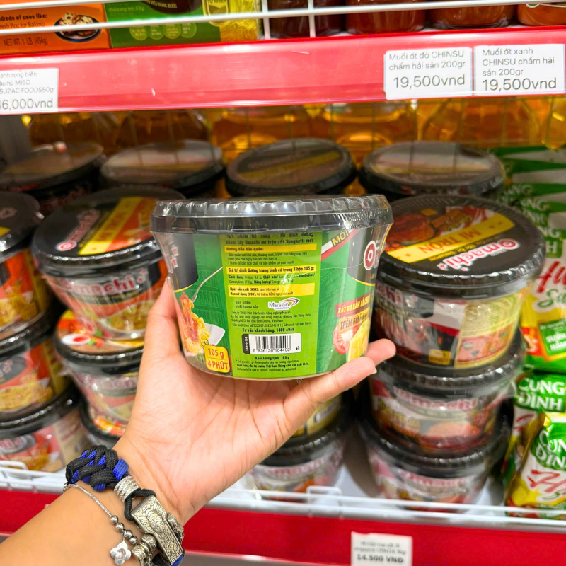 Mặt bên sản phẩm với thông tin hướng dẫn pha và thời gian chuẩn bị