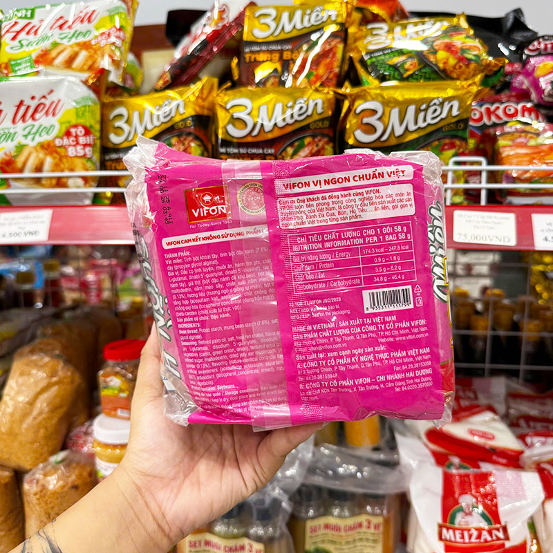 Mặt sau bao bì với thông tin sản phẩm và định lượng