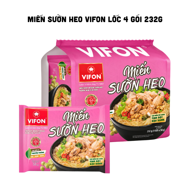 Hình ảnh tổng thể lốc 4 gói và gói lẻ 58g