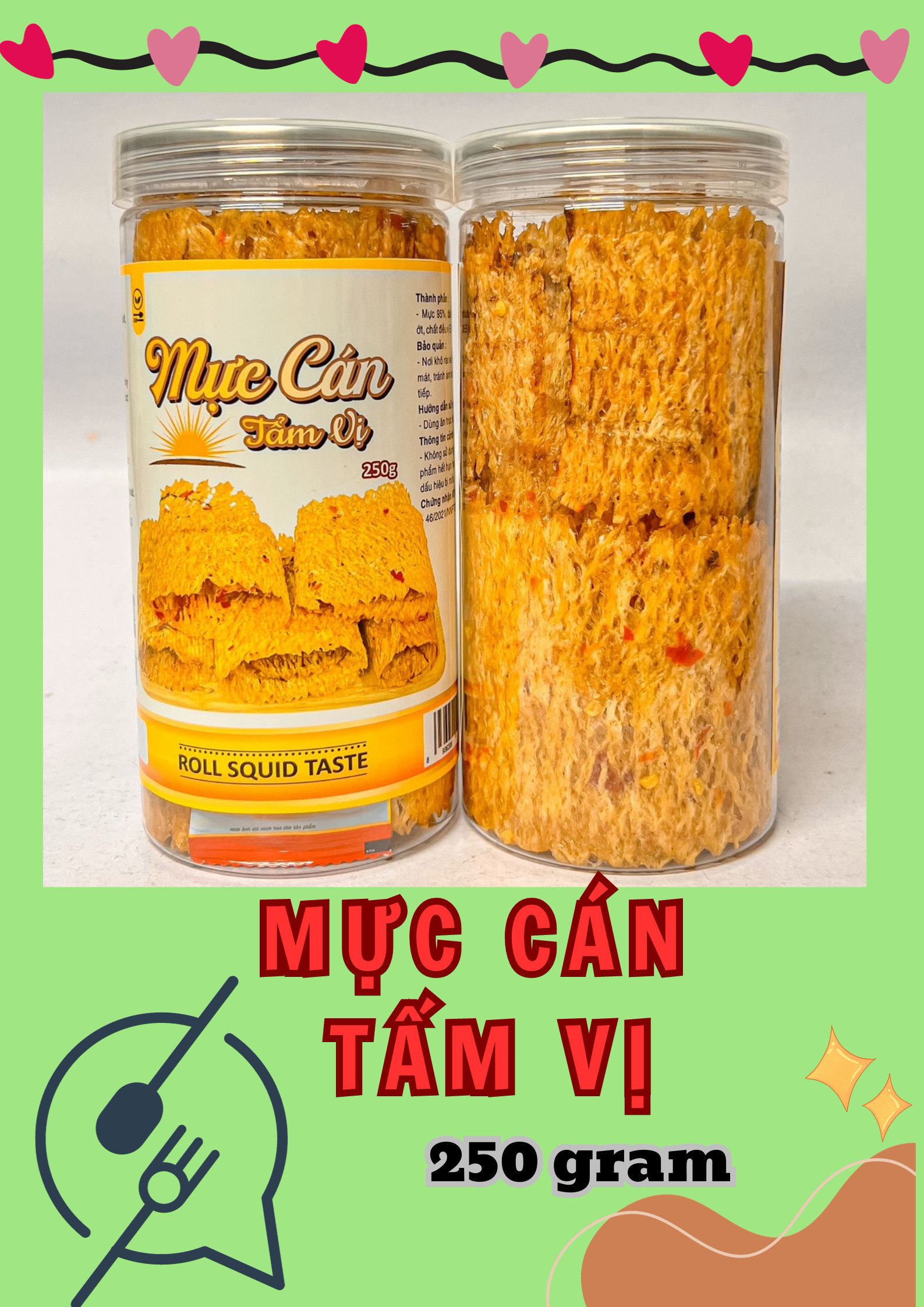 Mực cán tẩm vị dạng miếng cán mỏng trong hộp
