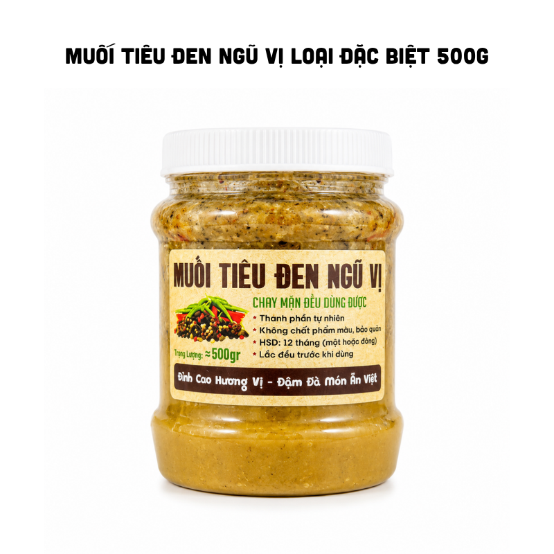 Nhãn trước của hũ 500g với thông tin nổi bật