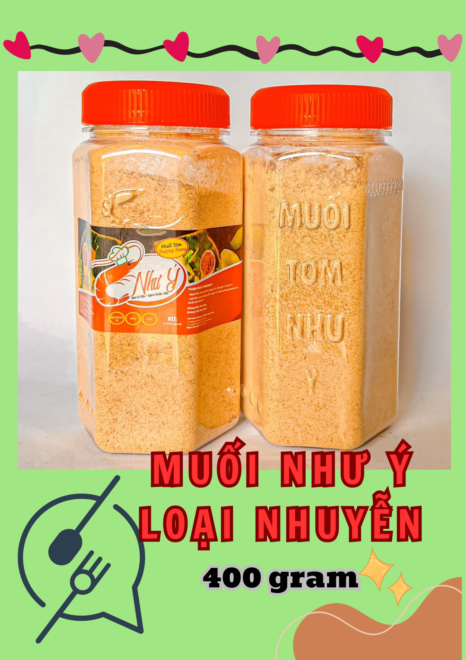 Hũ muối tôm loại nhuyễn 400g với nắp đỏ dễ nhận diện