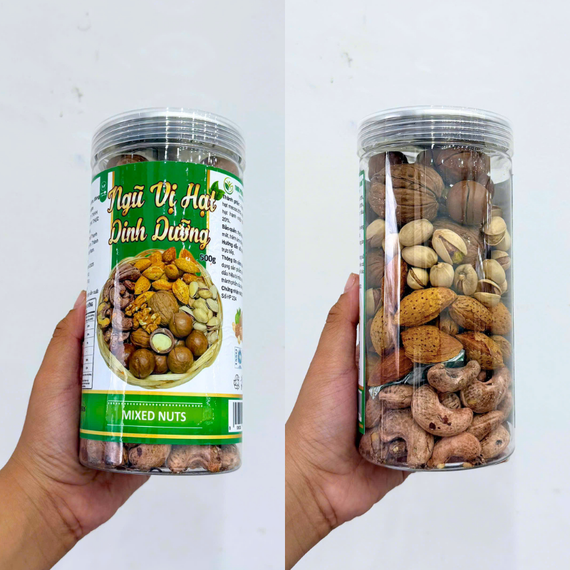 Các loại hạt phối trộn nhìn rõ bên trong hộp