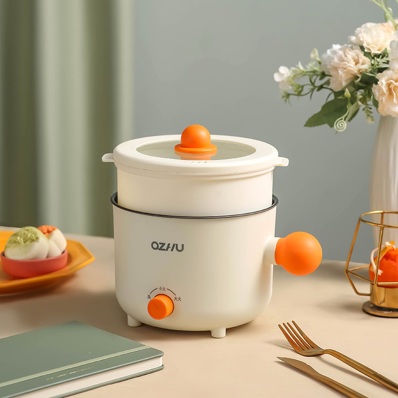 Nồi lẩu điện mini Azhu 2 tầng đa năng kèm giá hấp, 1.8L, 17.5x17.5x27cm
